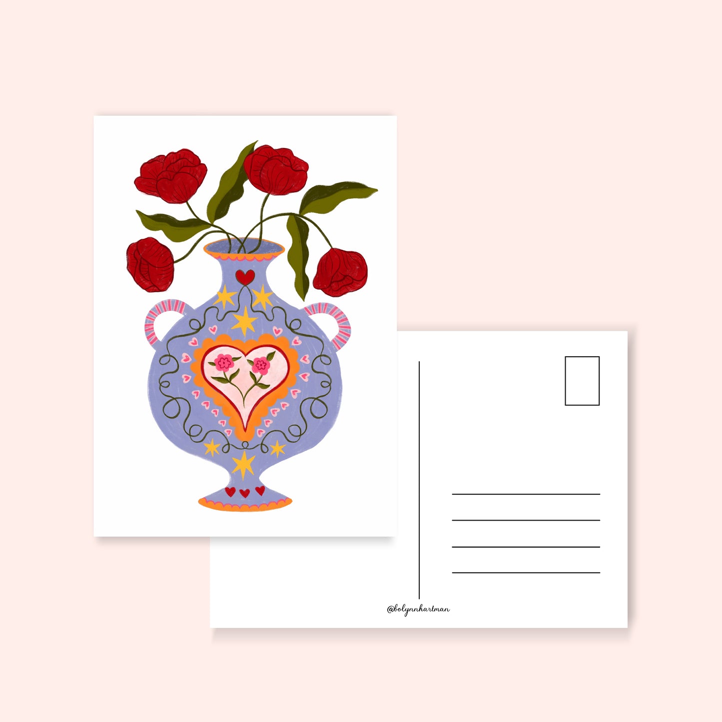 Blauwe vaas - ansichtkaart