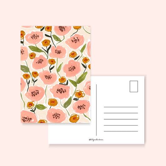 bloemen creme - ansichtkaart