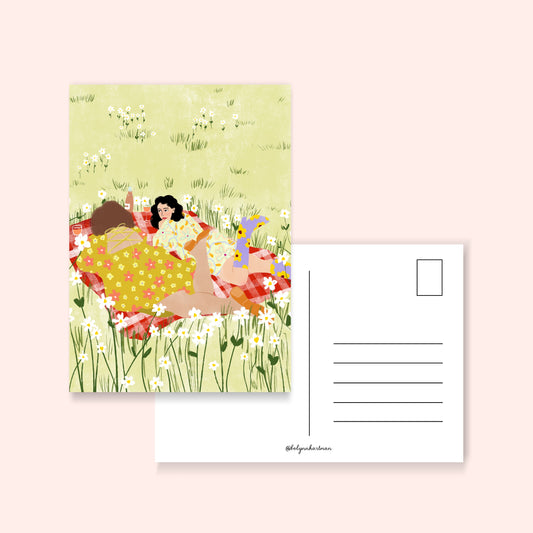 samen pickicken - ansichtkaart